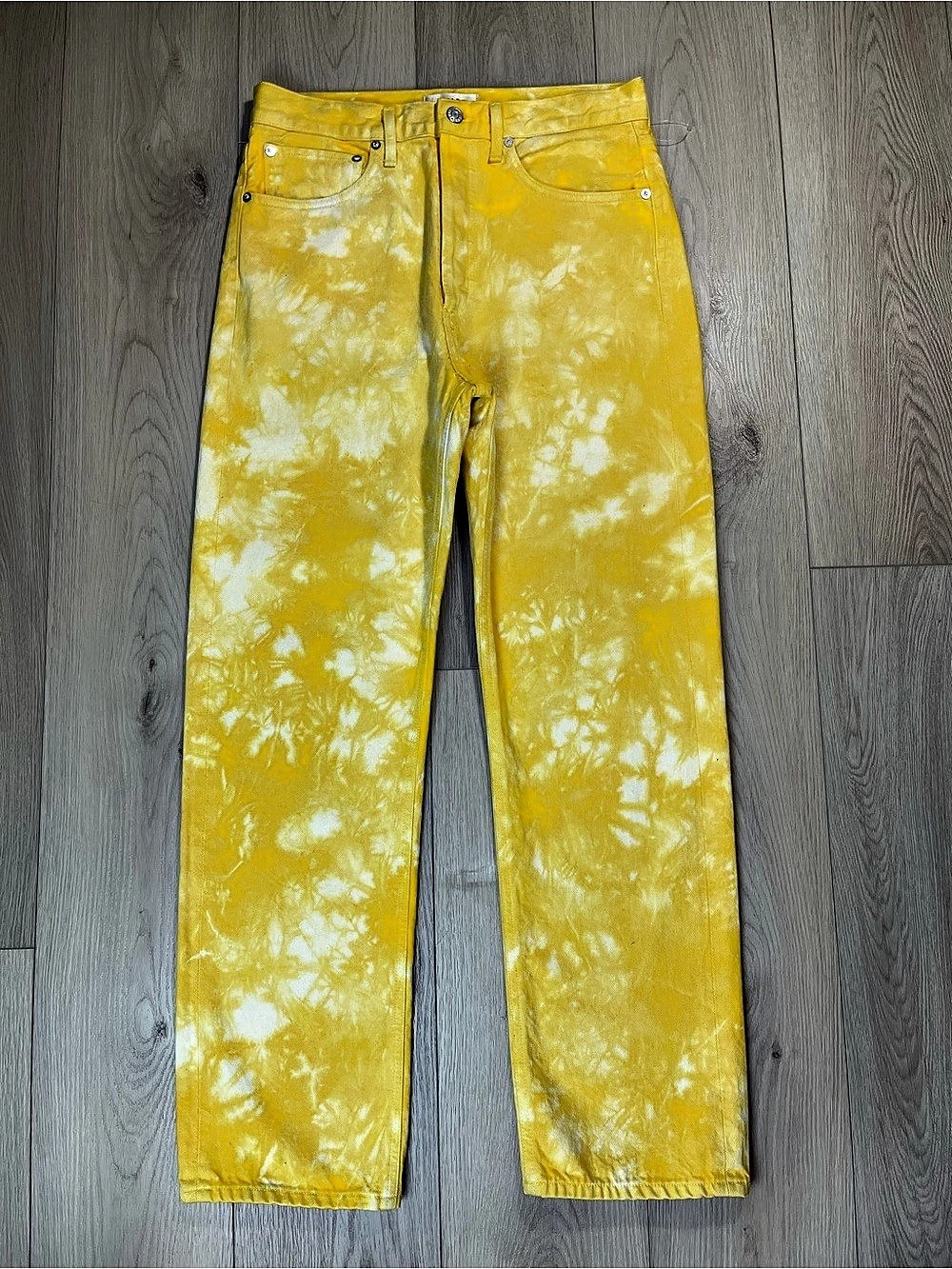 AGOLDE  90’ jeans Tie-Dye Straight Leg Jeans Yellow & White Waist 27
